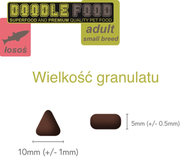 Doodle Food Adult Mała Rasa Łosoś 5 DoodleFood Adult Mała Rasa Łosoś - wielkość granulatu
