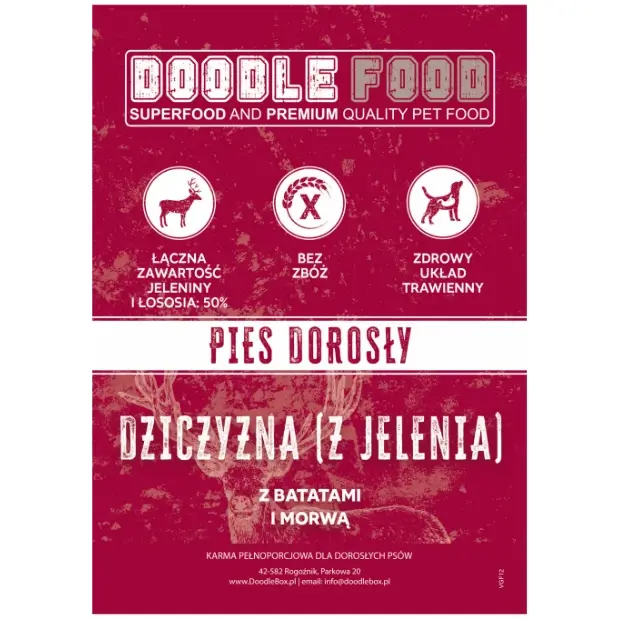 Doodle Food - Dziczyzna z Jelenia z batatami i morwą Doodle Food - Dziczyzna z Jelenia z batatami i morwą